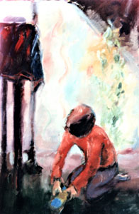 Foto: Spelend jongetje, 1987, 65x45cm